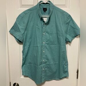 J. Crew New Slim Sage Polka Dot Button Down Short Sleeve Shirt #C